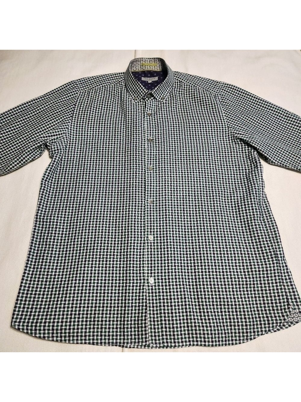Ted Baker Gingham Cotton Dress Shirt Large - Picture 8 of 11